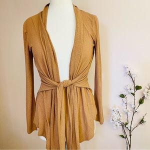 🍁Tan Open Front Cardigan with Tie Waist